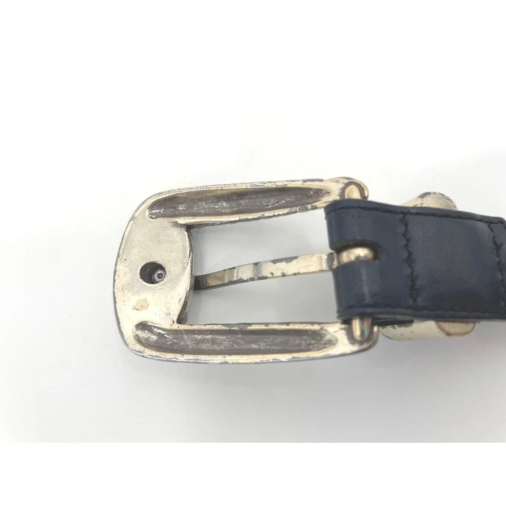 Vtg Brighton Cutter &‎ Buck Blue Leather Belt 32 Western Two Tone 90s USA Made